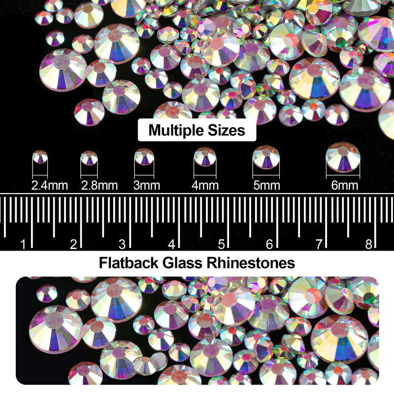 BELLEBOOST 4000PCS Flatback Rhinestones and Half Round Pearls Kit #42, Multi Size Glass AB Crystals, Plastic Flat Back Black Dome Bead with Pickup Pencil and Tweezer for Nail Art - Image 3